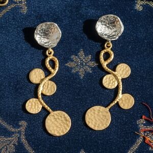 Turkish Artisan 18K Gold Plated Brass Handcrafted Luxury Statement Earrings